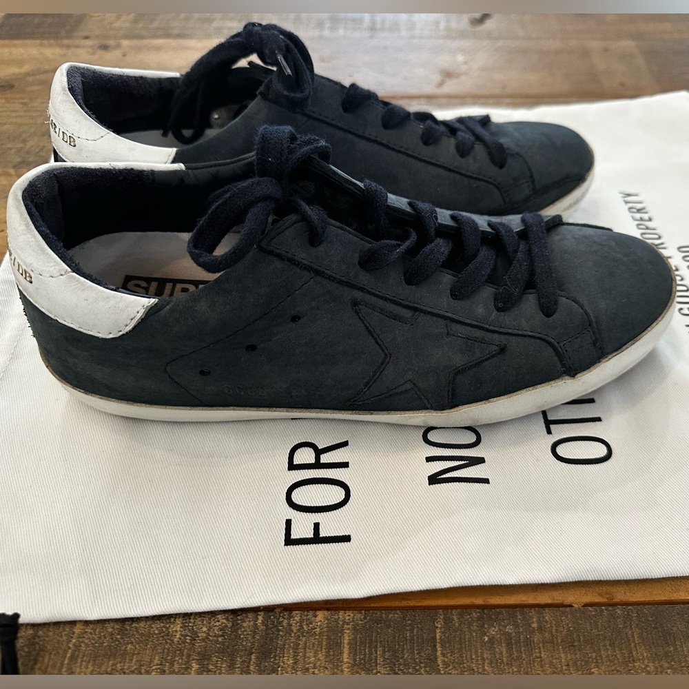 Golden Goose Navy Suede Sneakers